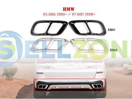 Διπλές μεταλλικές ακροφυσιές εξατμισης με αυτοκόλλητα για BMW X5 G05 X7 G07 - EB01/EB02